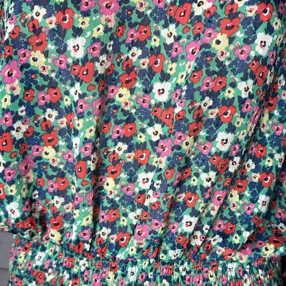 Rachel Zoe Blouse Semi-Sheer Colorful Floral Print - Picture 7 of 14